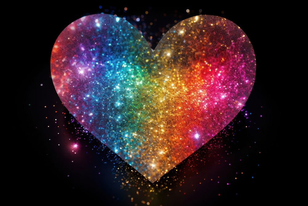Rainbow heart glitter night star.