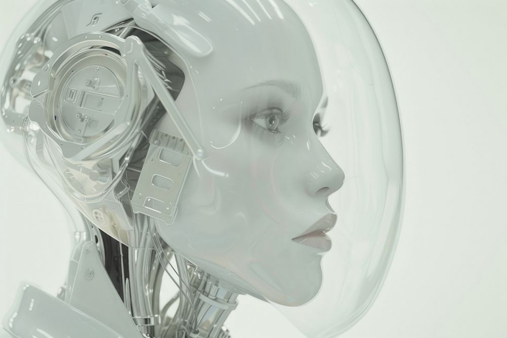 Medical robot technology futuristic headshot.