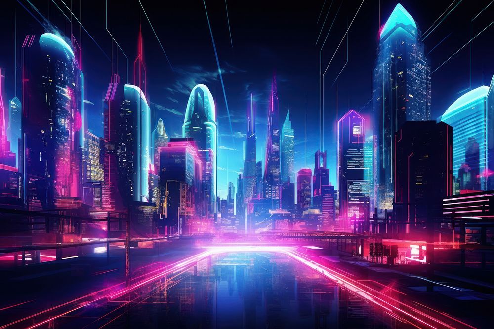 VR cityscape 3D render architecture futuristic.