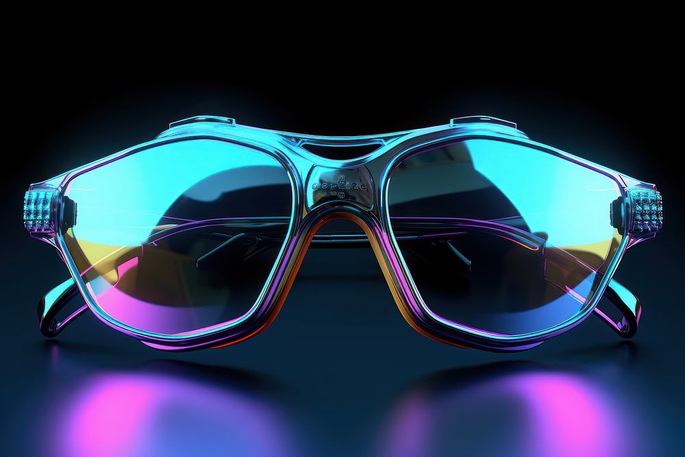 Futuristic sunglasses glowing illuminated accessories.