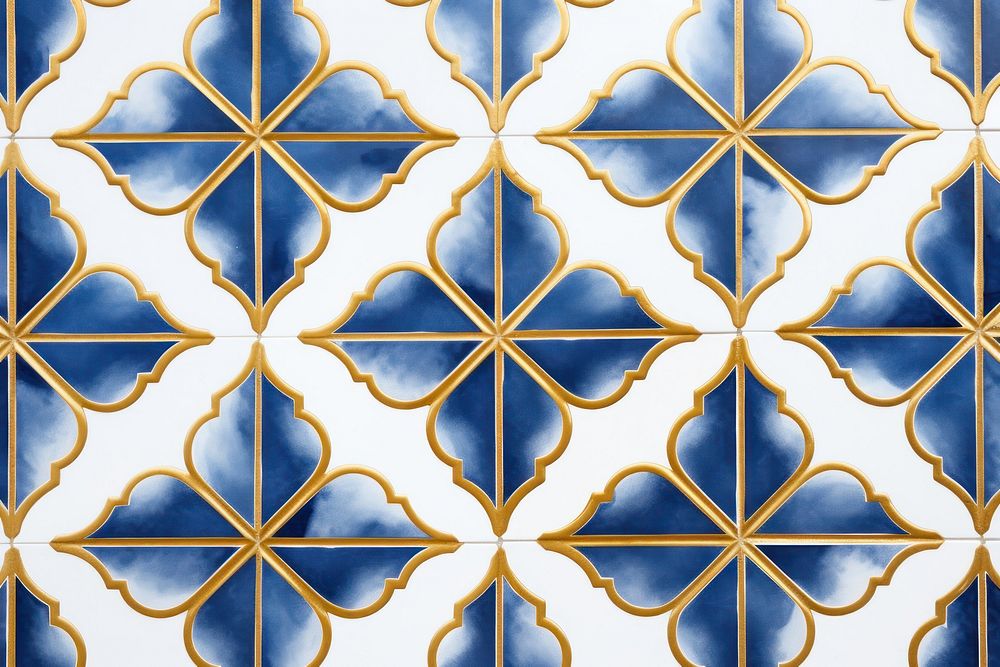 Tiles blue gold pattern backgrounds architecture repetition.