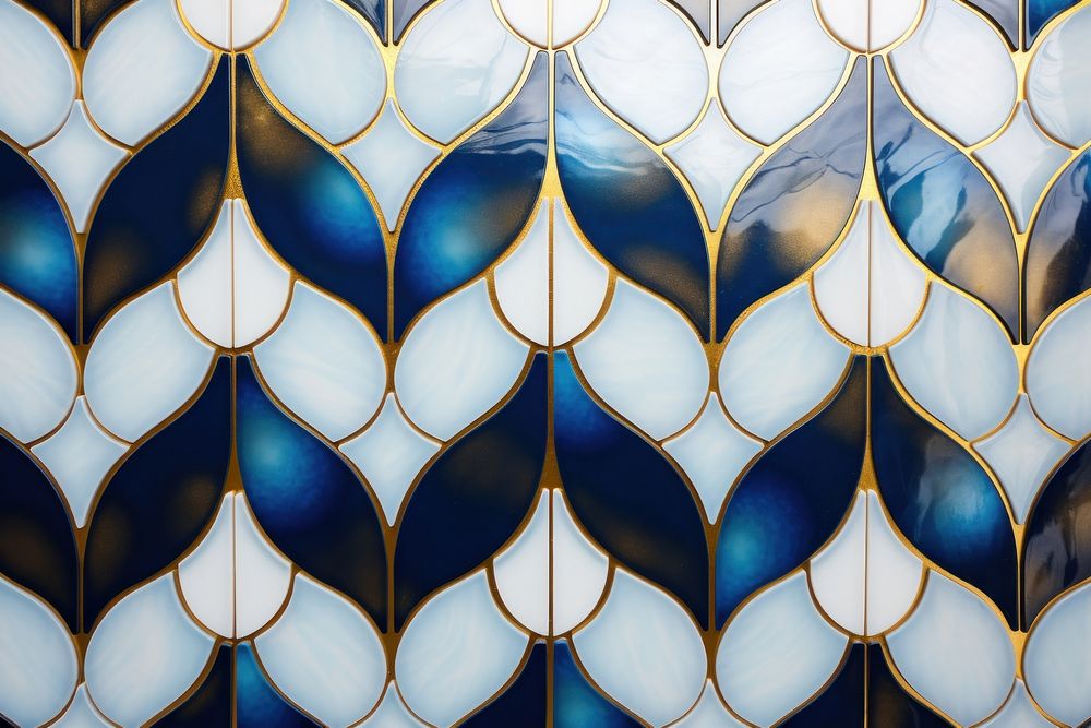 Tiles blue gold pattern backgrounds art repetition.