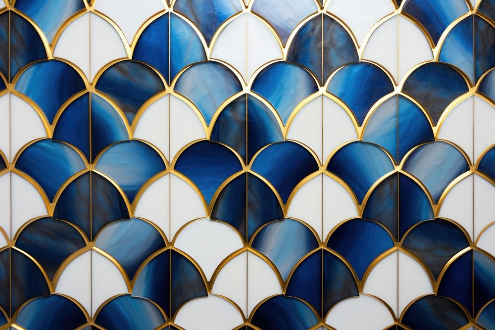 Tiles blue gold pattern backgrounds art repetition.
