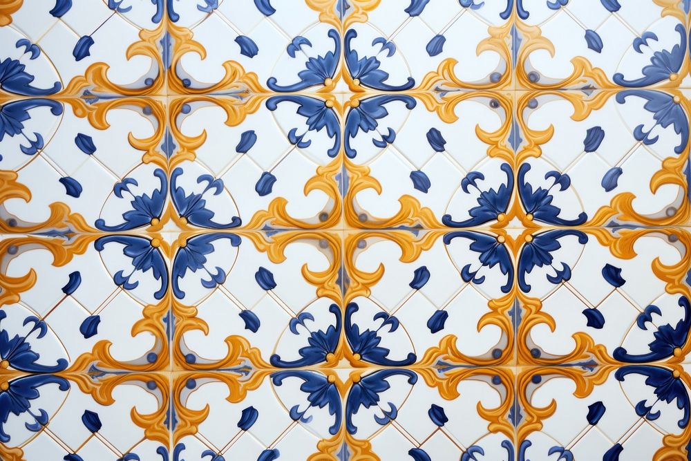 Tiles blue gold pattern backgrounds art architecture.