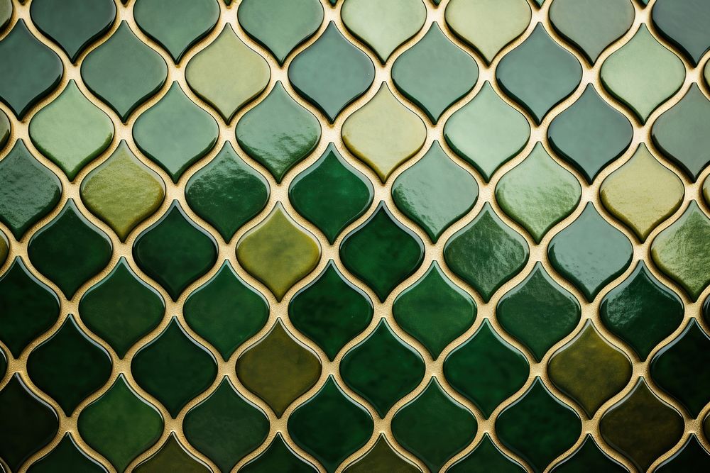 Tiles green gold pattern backgrounds repetition aluminium.