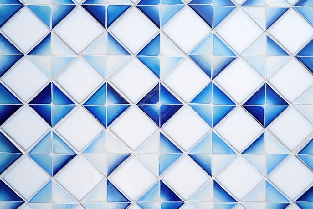 Tiles of blue pattern backgrounds white architecture.