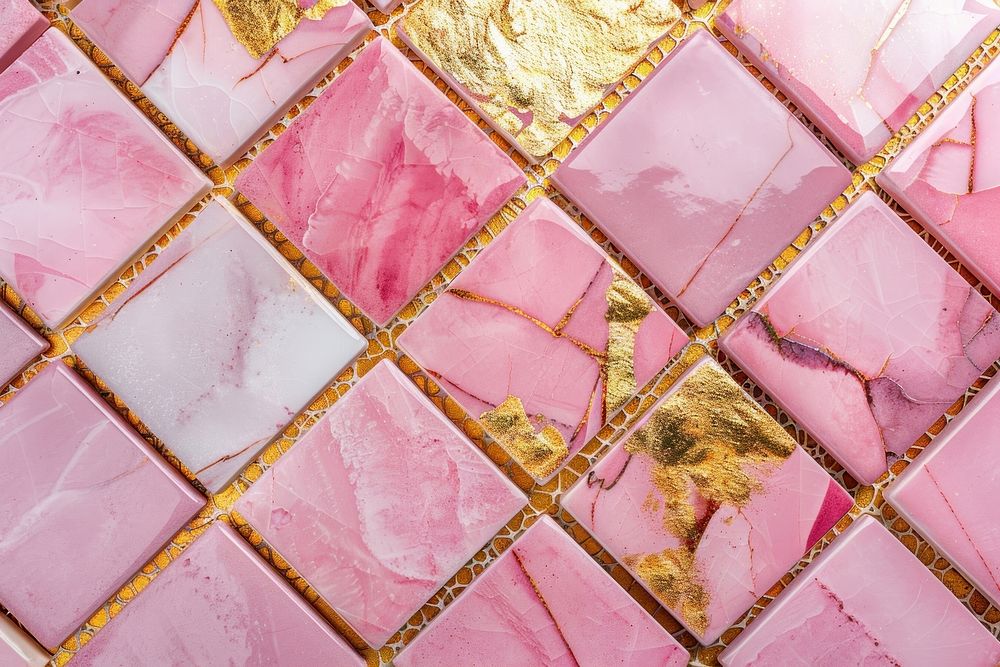 Tiles pink gold pattern backgrounds art architecture.