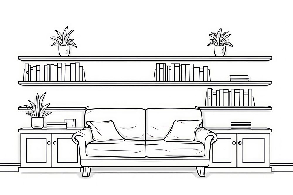 Tv shelve in living room sketch architecture furniture.