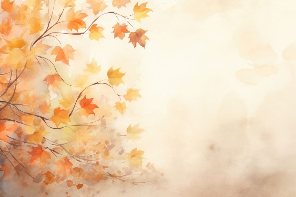 PNG Background watercolor style autumn leaves Vintage-inspired.