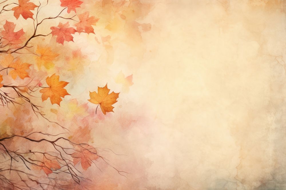 PNG Background watercolor style autumn leaves Vintage-inspired.