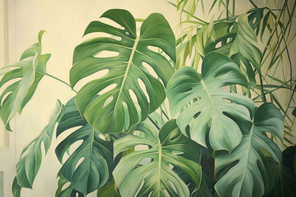 Monstera plant painting leaf backgrounds.