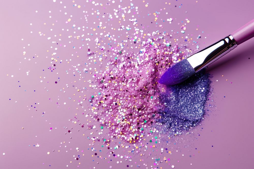 Purple glitter cosmetics brush.