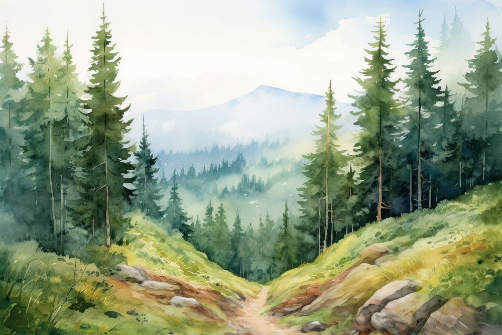Forest wilderness landscape panoramic.