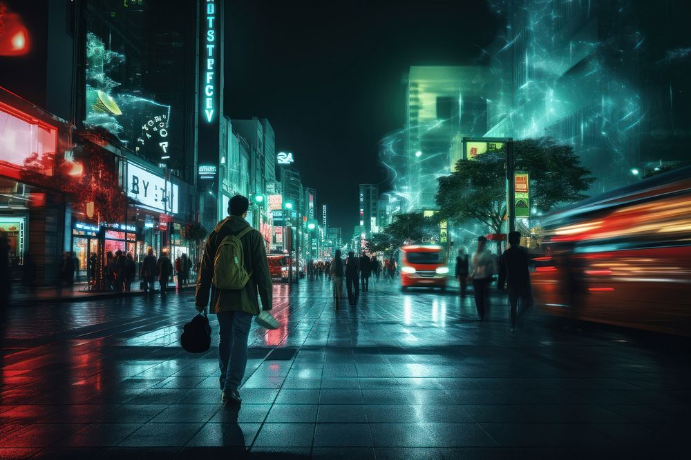 Walking street night city.