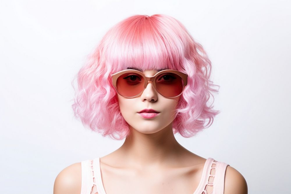 Pink wig glasses sunglasses adult.