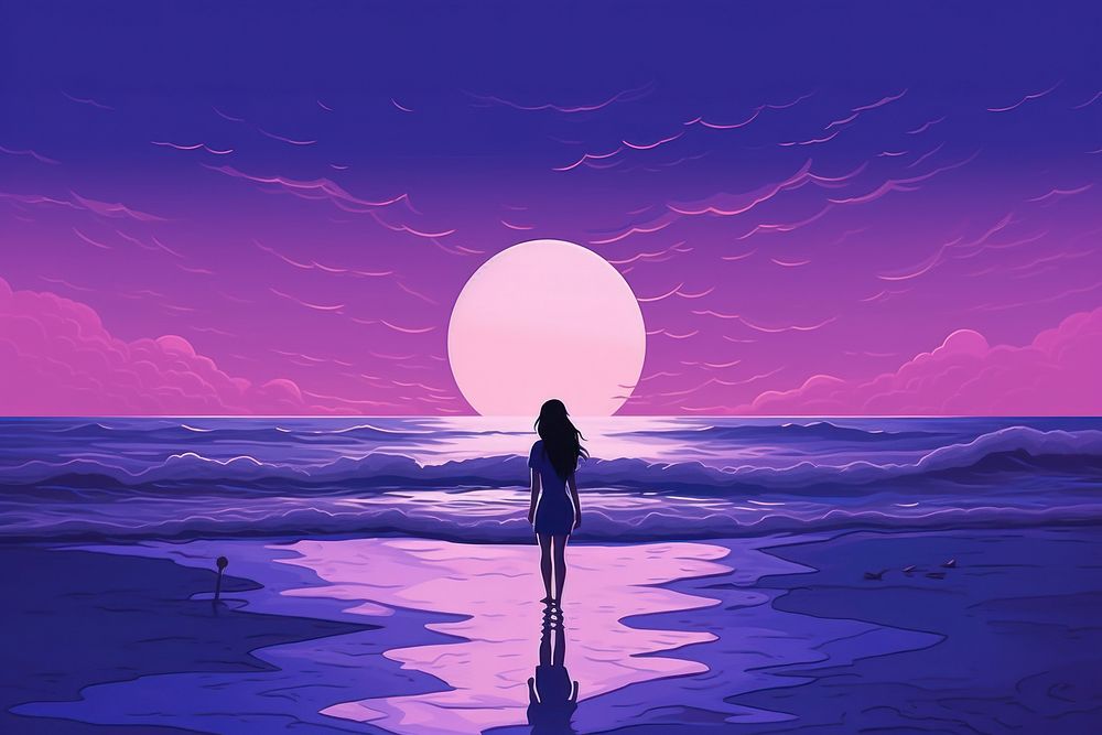 Women purple outdoors horizon.
