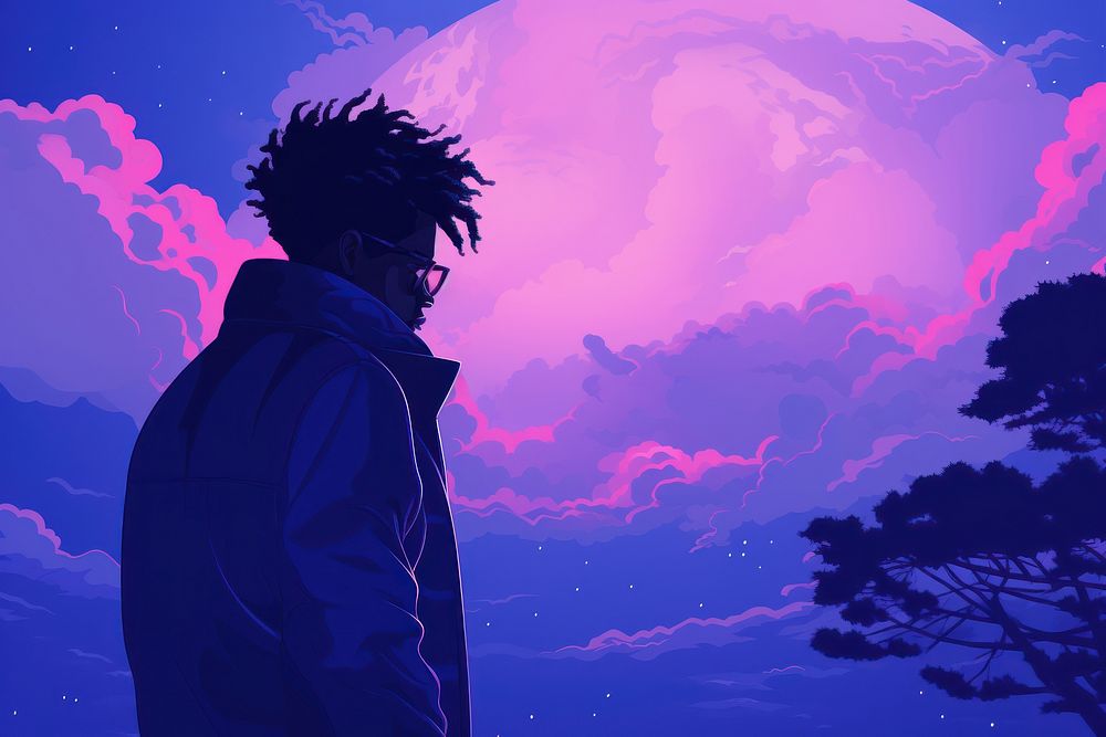 African boy purple adult anime.