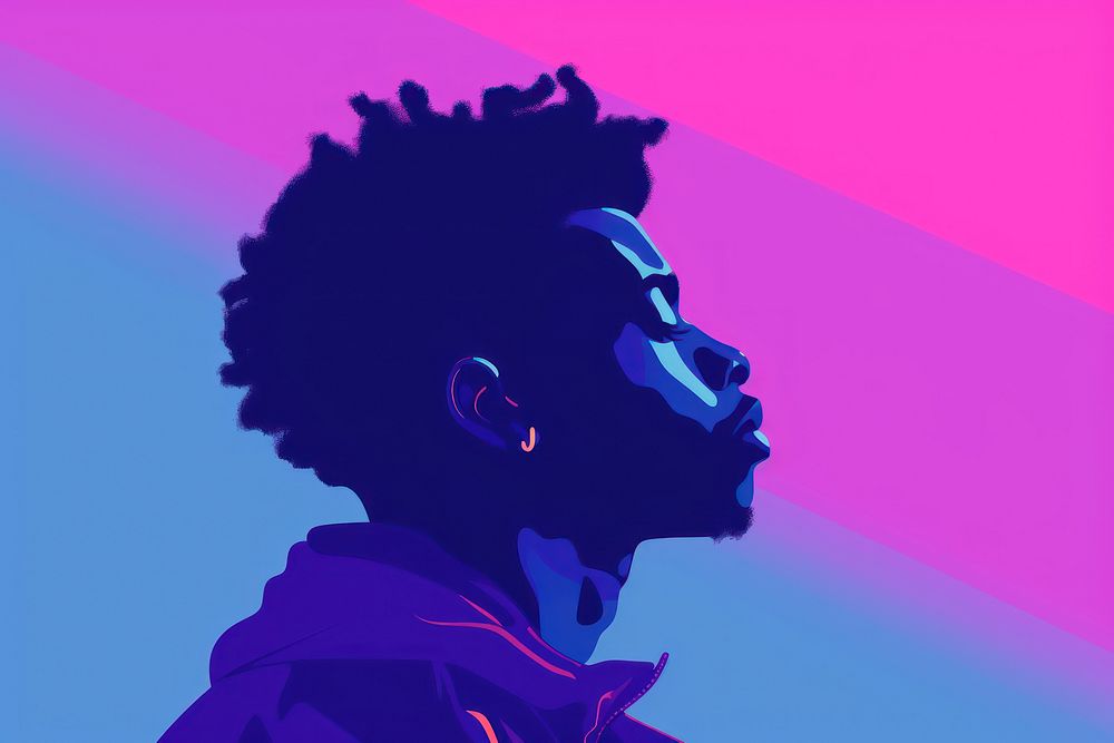 African boy purple blue creativity.