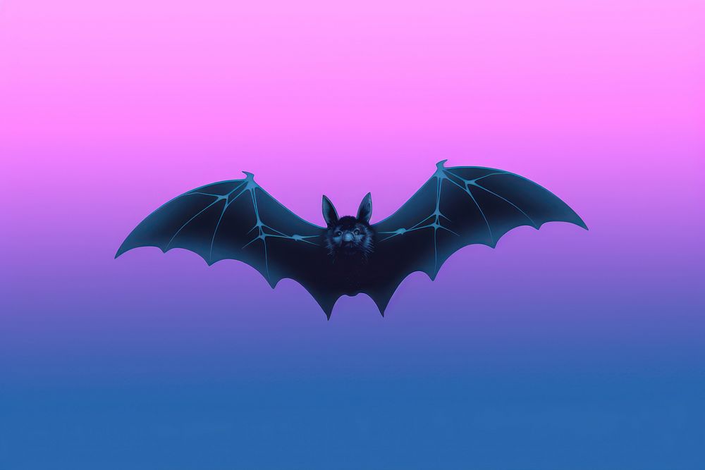 Bat halloween animal purple blue.