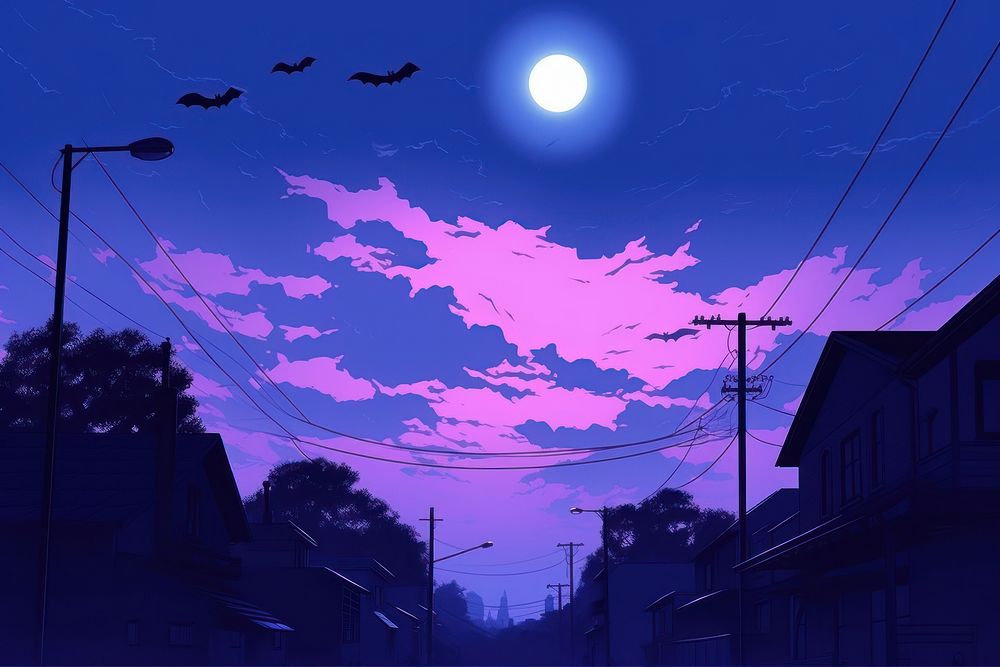 Bat halloween purple outdoors night.