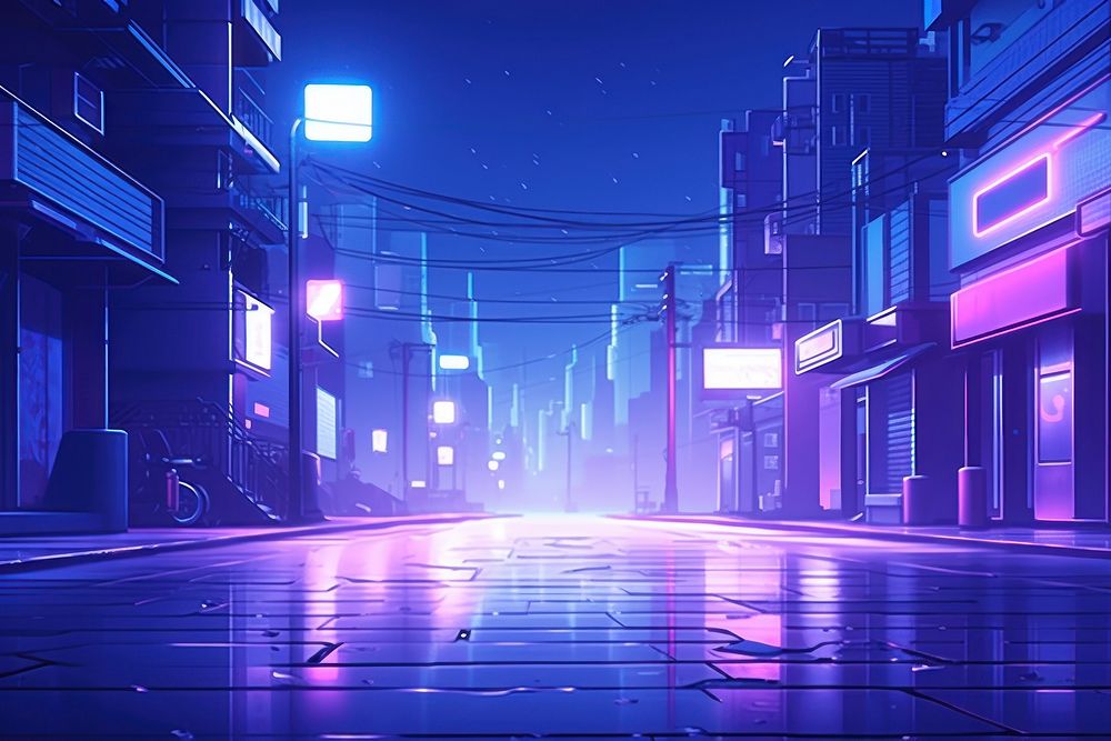 Street lighting purple city.