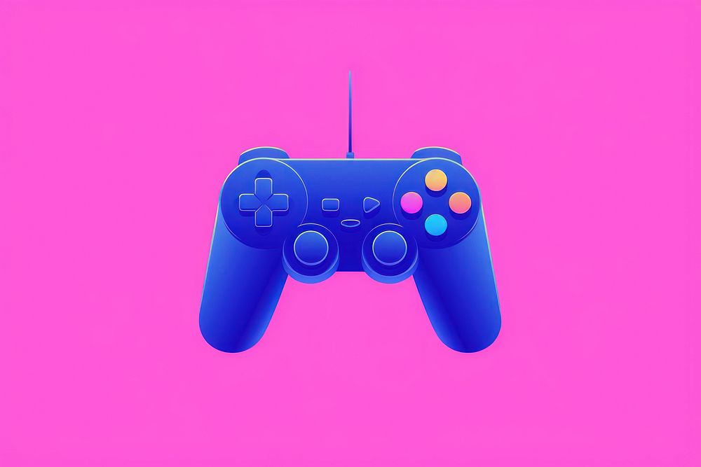 Gaming computer joystick purple blue.