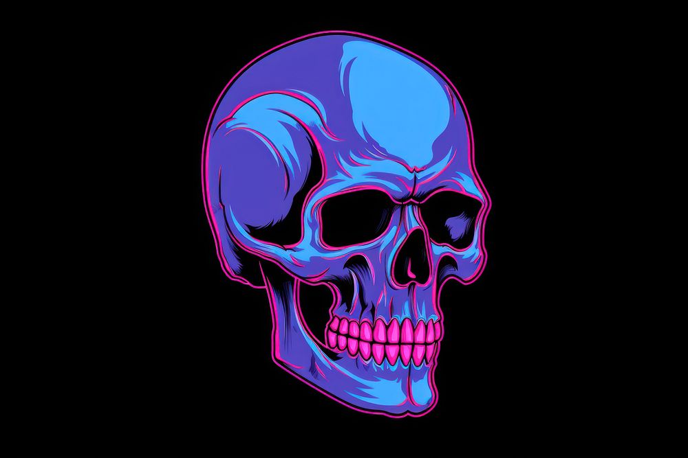 Skull purple blue creativity.