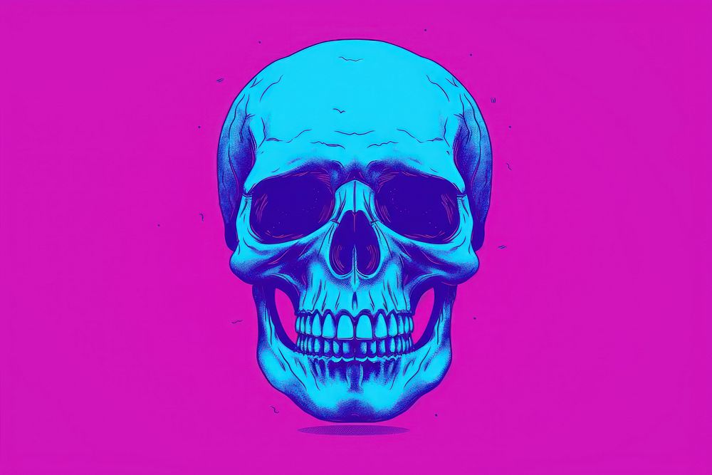 Skull purple blue accessories.