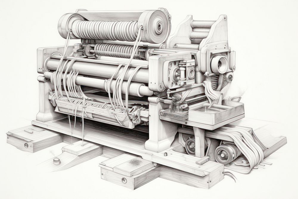 Drawing noodle-making machine sketch illustrated.