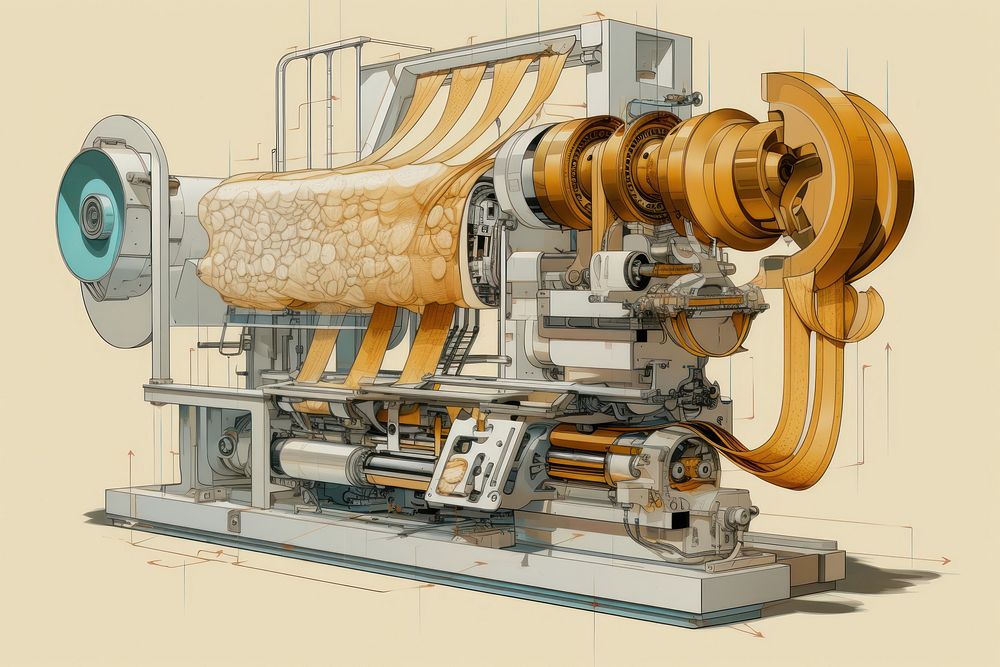 Noodle-making machine drawing technology machinery.