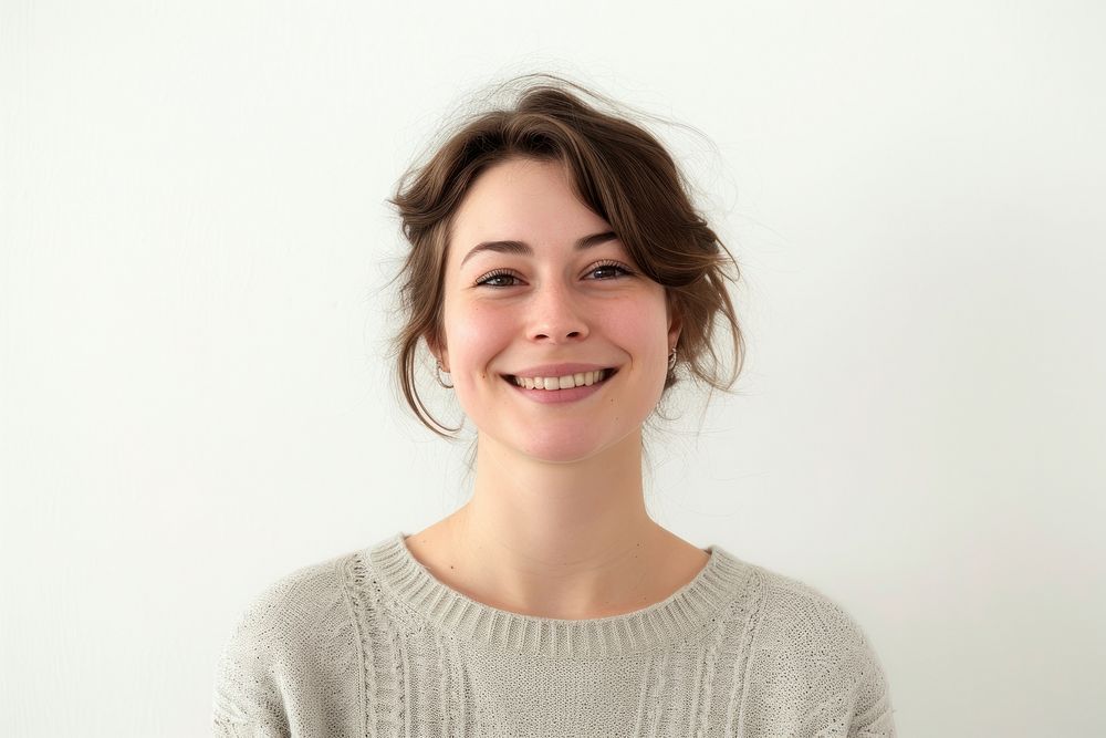 Woman smile portrait sweater.
