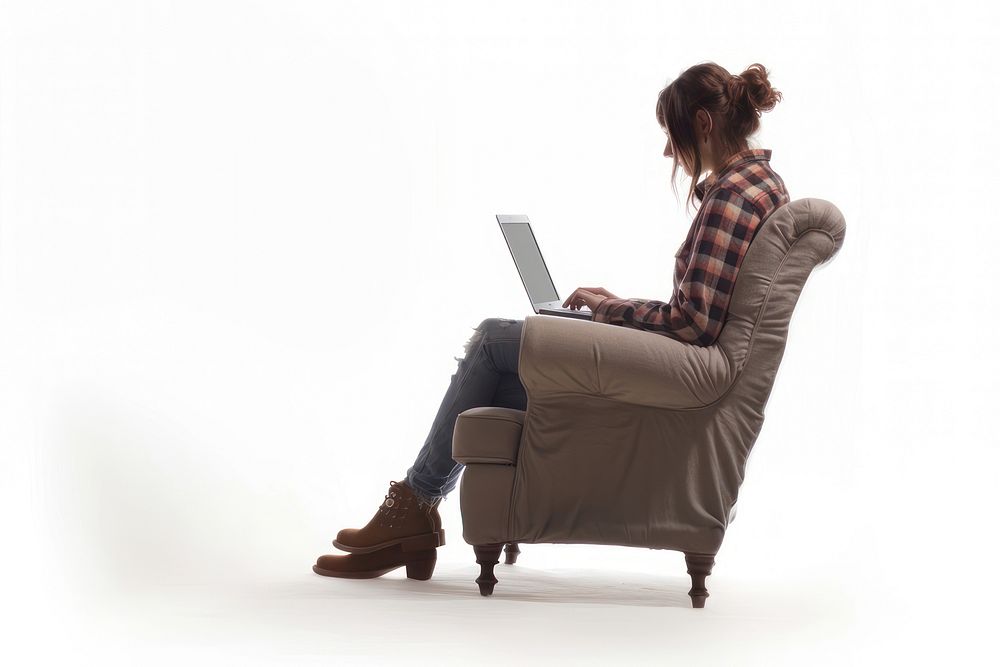 Woman with laptop chair furniture computer.