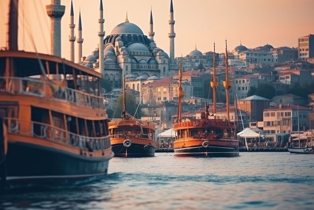 Istanbul vehicle boat city.