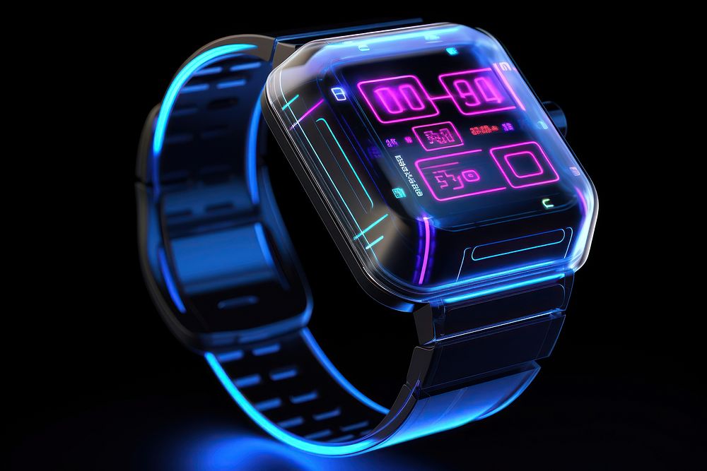 Smart watch wristwatch futuristic glowing.