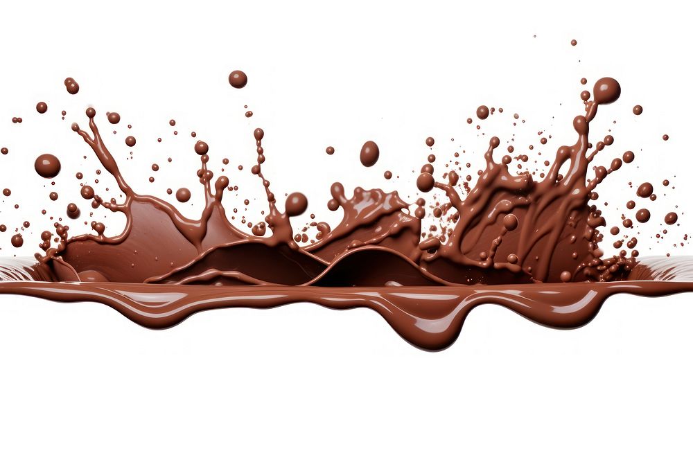 Chocolate splash drop white background refreshment.