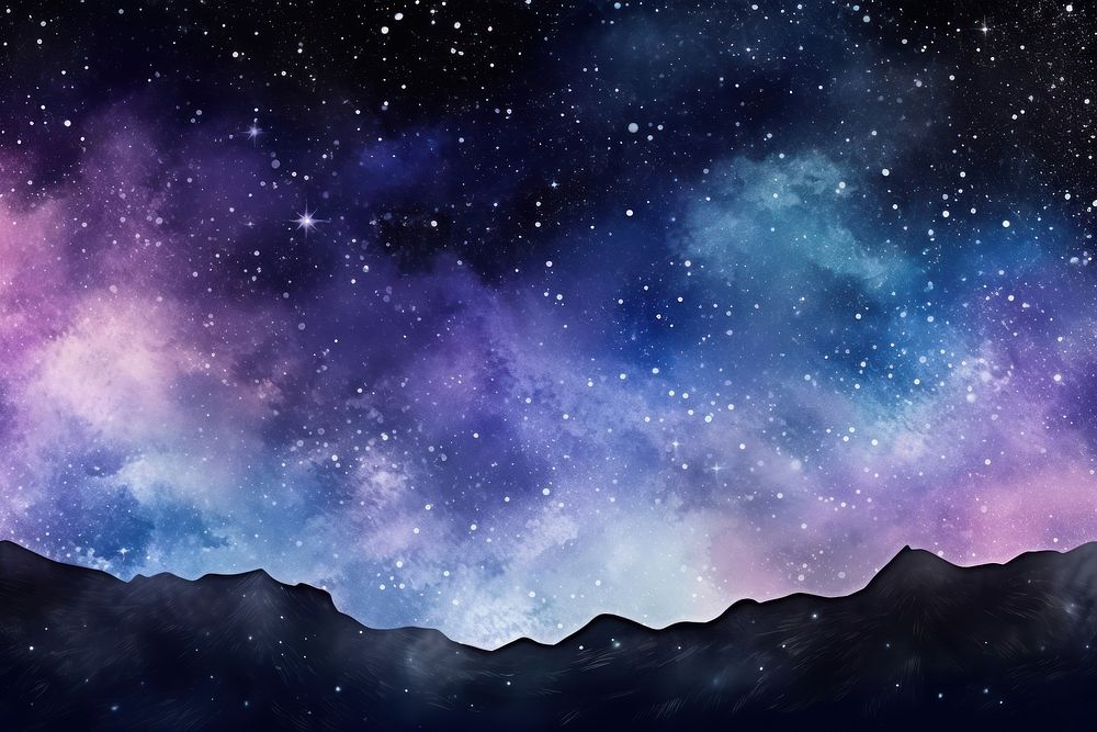 Mountain border in Galaxy space backgrounds astronomy.