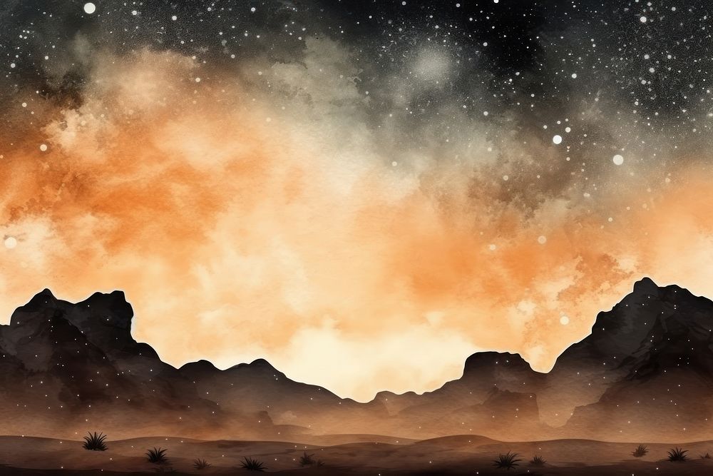 Desert in Galaxy Watercolor space backgrounds landscape.