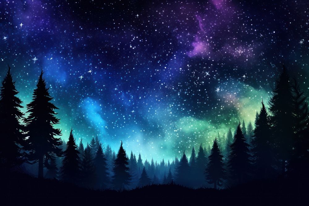 Forest border in Galaxy landscape outdoors galaxy.