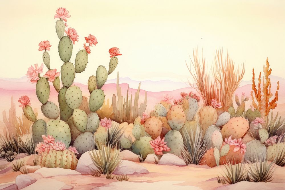 Cactus landscape cactus drawing plant.