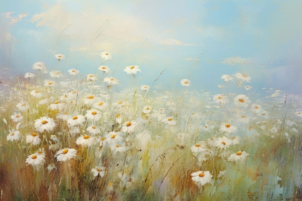 Chamomile meadow painting backgrounds outdoors.