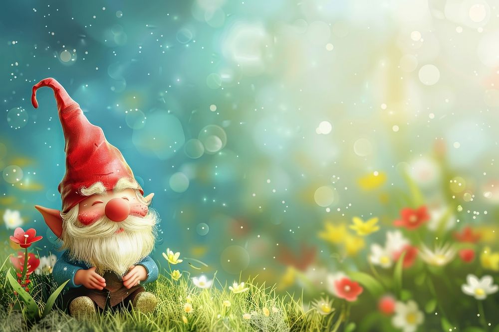 Cute gnome background outdoors cartoon nature.