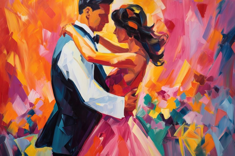 Wedding painting dancing tango.