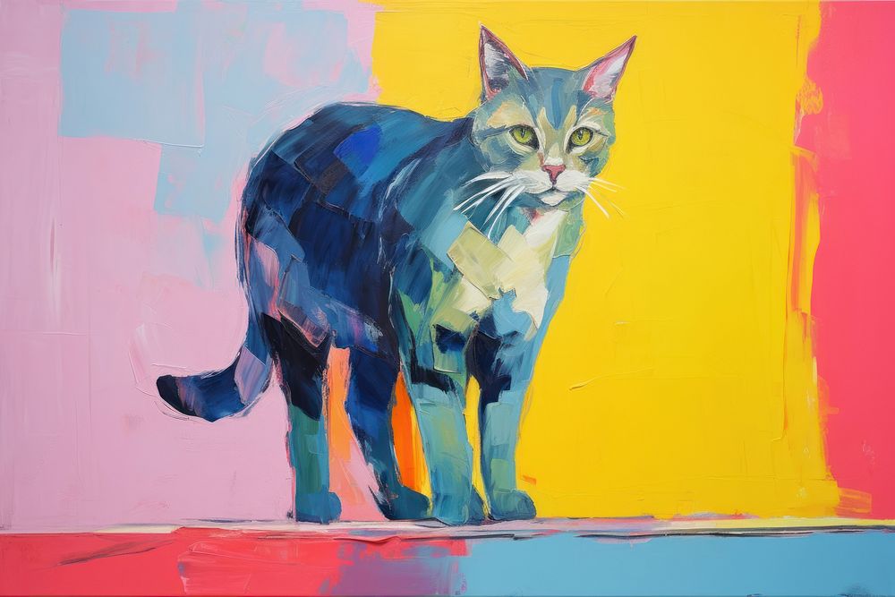Cat painting mammal animal.