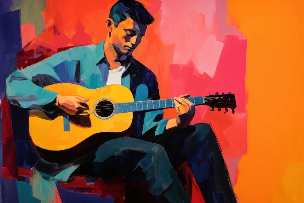 Singer painting musician guitar.