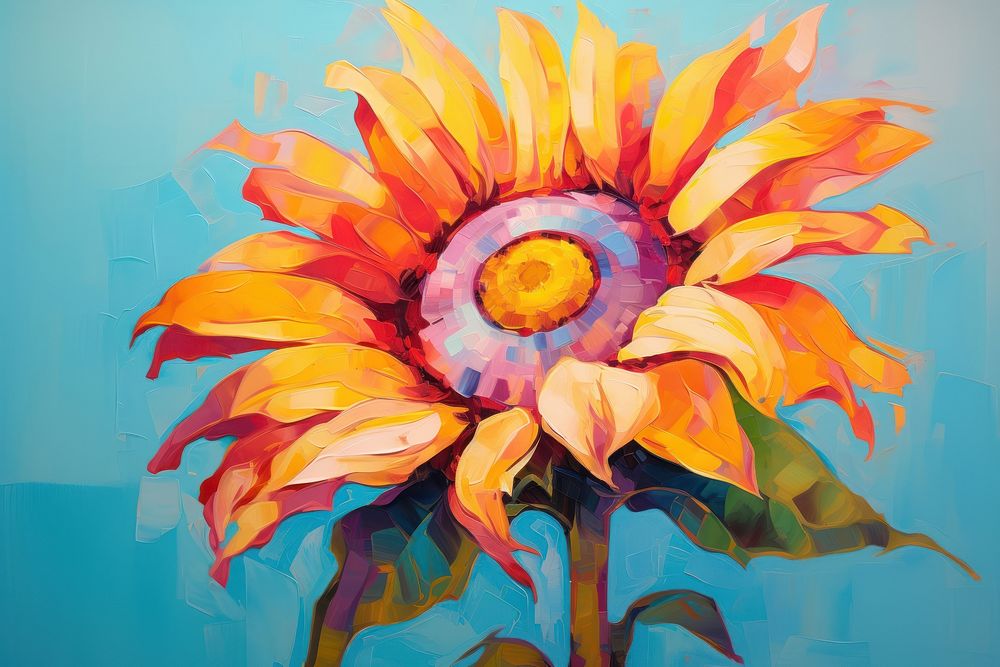 Sunflower painting plant art.