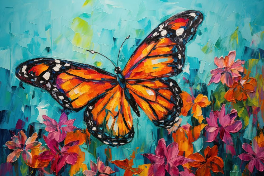 Butterfly painting flower animal.