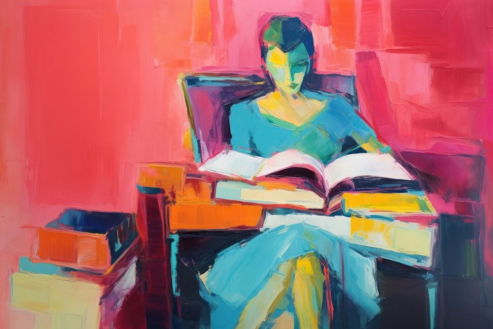Book painting reading adult.