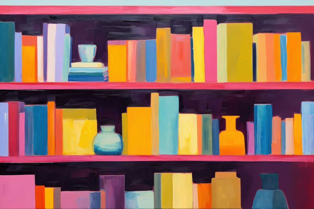 Book on shelf backgrounds bookshelf painting.