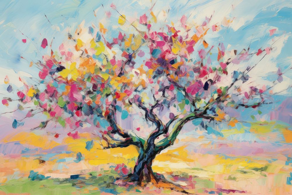 Apple tree painting backgrounds blossom.