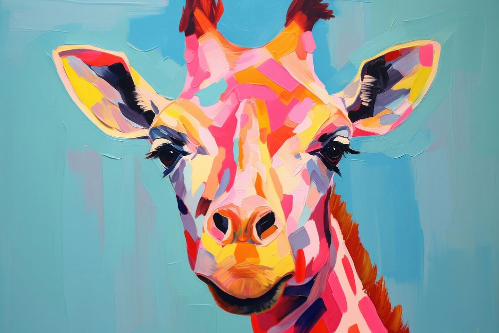 Animal painting giraffe mammal.